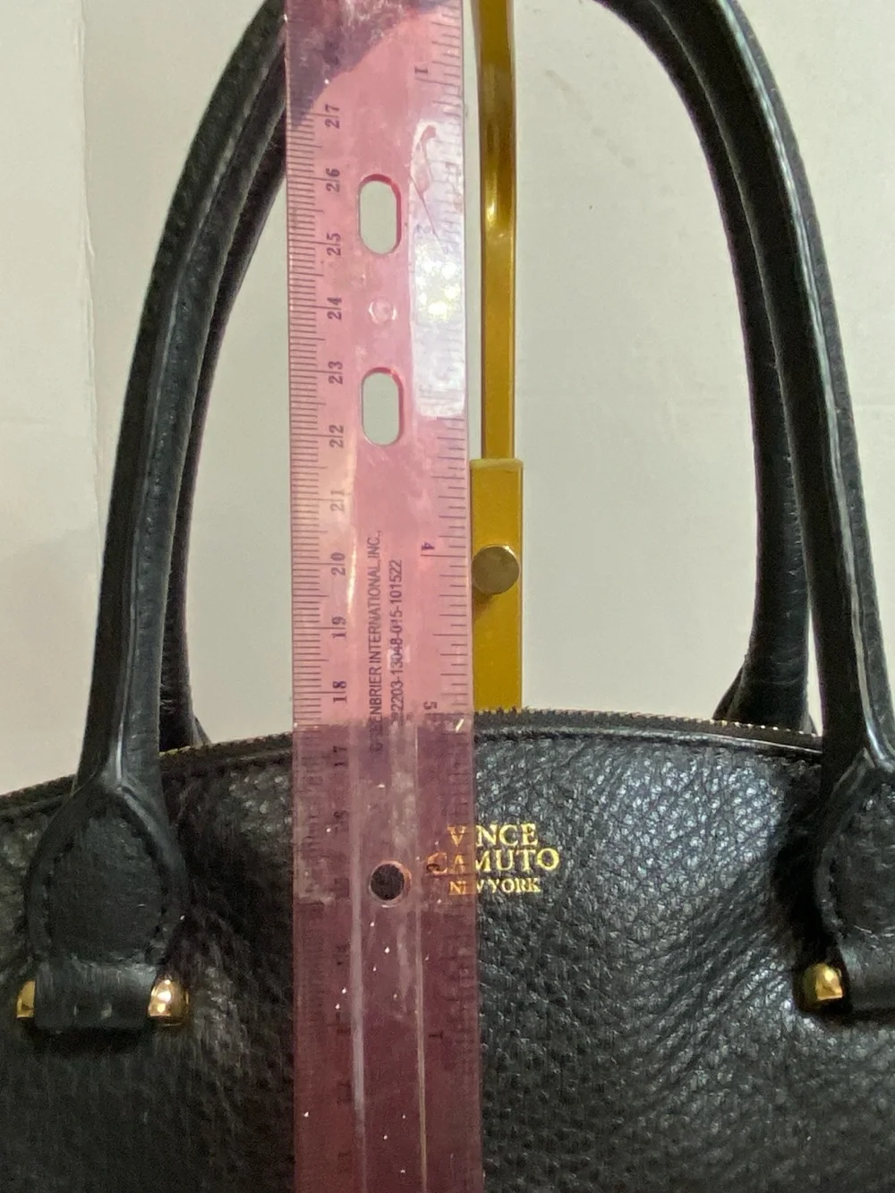 Vince Camuto Quilted Pebbled Leather Tote Black Gold Zip Shopper